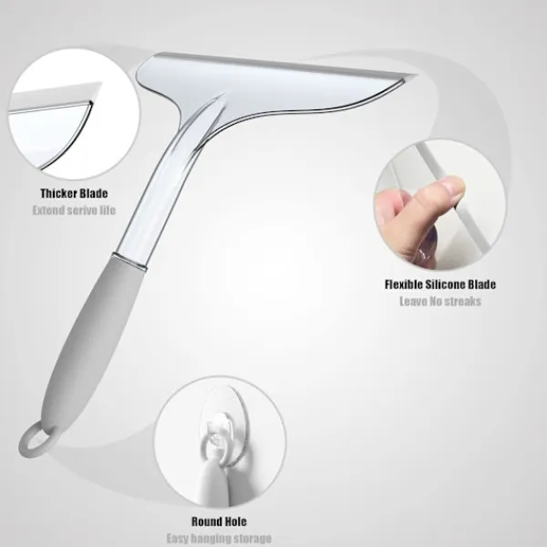 Fönsterrengöring-2 st duschskrapor, lämpliga för dusch, glasdörr, kakel och spegel, ingen strimskrap