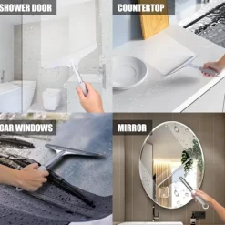 Fönsterrengöring-2 st duschskrapor, lämpliga för dusch, glasdörr, kakel och spegel, ingen strimskrap