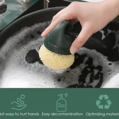 Svampar & Dukar-2 st Gröna Återanvändbara Nanofiber Rengöringsbollar, Multifunktionell Borste Rengöring