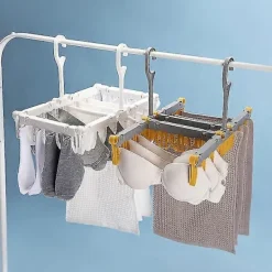 Tvättillbehör-2 st Hushålls Plast Hopfällbara Hängare Klämmor, Sparar Utrymme för Inomhus Torkställning för Strumpor (Vit) - q36/YY[D]