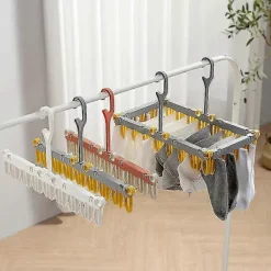 Tvättillbehör-2 st Hushålls Plast Hopfällbara Hängare Klämmor, Sparar Utrymme för Inomhus Torkställning för Strumpor (Vit) - q36/YY[D]