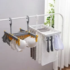 Tvättillbehör-2 st Hushålls Plast Hopfällbara Hängare Klämmor, Sparar Utrymme för Inomhus Torkställning för Strumpor (Vit) - q36/YY[D]