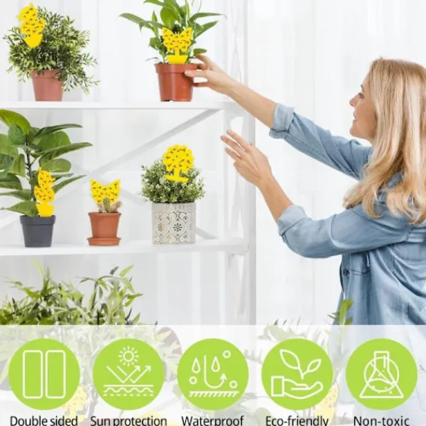 Skadedjur & Insekter-60 st Insektsfällor, Gula Flugfällor Självhäftande Växtskydd, Anti-knott inomhus, Flugfångare för Kök