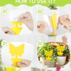 Skadedjur & Insekter-60 st Insektsfällor, Gula Flugfällor Självhäftande Växtskydd, Anti-knott inomhus, Flugfångare för Kök