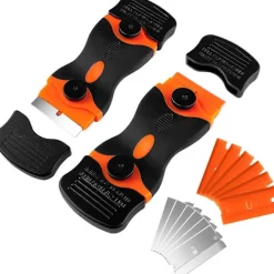 Fönsterrengöring-4 st keramikhällskrapa, keramikhällsskrapa med 20 rostfria blad och 20 plastblad, skrapa för att ta bort lim, färg, dekaler