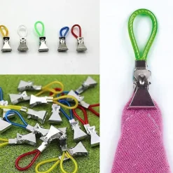 Tvättillbehör-15 st Klädnypor Hushåll Metall Färgglada Handduksklämmor på Krokar Öglor Handdukshängare Hängande Klädnypor Kök (5 Färger)