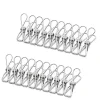 Tvättillbehör-60 st klädnypor i rostfritt stål, klädnypor, tvättlina, metallklämma, vindtät hängarklämma, silver, stark elasticitet -z
