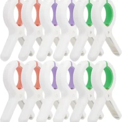 Tvättillbehör-12 st Kraftiga Tvättklämmor Klädnypor Stolklämmor Handdukshållare Vindtäta Klädnypor för Solstol 3 Färger