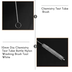 Rengöringsmedel-10 st 10mm Dia Kemi Provrör Flaska Nylon Tvättborste Verktyg Vit