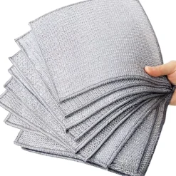 WAIDFU Svampar & Dukar-10 st Multifunktionell Disktrasor av Ståltråd, Metallrengöringsduk för Vått och Torrt double-deck: 20CM X 20CM