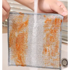 WAIDFU Svampar & Dukar-10 st Multifunktionell Disktrasor av Ståltråd, Metallrengöringsduk för Vått och Torrt double-deck: 20CM X 20CM