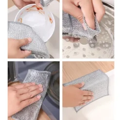 WAIDFU Svampar & Dukar-10 st Multifunktionell Disktrasor av Ståltråd, Metallrengöringsduk för Vått och Torrt double-deck: 20CM X 20CM