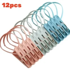 Tvättillbehör-12 st Plast Klädnypor Handduksklämma Torkning Klädförvaring