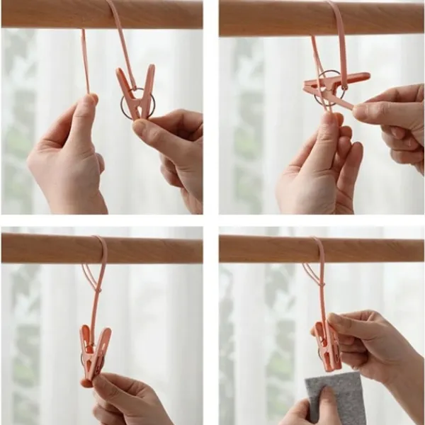 Tvättillbehör-12 st Plast Klädnypor Handduksklämma Torkning Klädförvaring