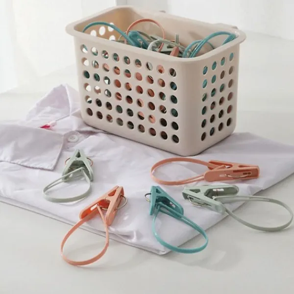 Tvättillbehör-12 st Plast Klädnypor Handduksklämma Torkning Klädförvaring