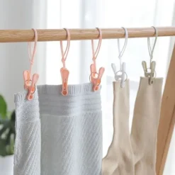 Tvättillbehör-12 st Plast Klädnypor Handduksklämma Torkning Klädförvaring