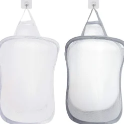 Tvättillbehör-2 st Pop Up Tvättkorg Fällbar Tvättpåse Hängande Leksaksförvaring Organizer med Handtag