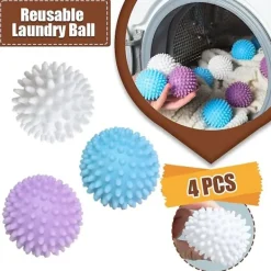 Tvättillbehör-4 st PVC torkbollar återanvändbara tvättbollar tvättmaskin torkning tygmjukgörare boll för hem kläder rengöringsverktyg tillbehör