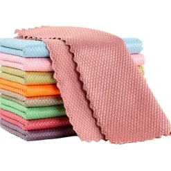 Svampar & Dukar-10 st rengöringshanddukar glashandduk trasor absorberande skursvamp köksbordstrasa fiskfjällsduk (30*30cm)