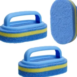 BRONZE Svampar & Dukar-3 st Rengöringssvampar med Handtag, Badsvampar för Rengöring Kraftig Icke-Repande Skrubber Golv Vägg Fog Kök Diskbänk Rengöringsborste (BR)