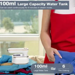 Strykjärn-1 st Resestrykjärn, 1000W Vikbar Handhållen Mini Ångstrykjärn, 180° Roterande Handtag Strykjärn