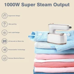 Strykjärn-1 st Resestrykjärn, 1000W Vikbar Handhållen Mini Ångstrykjärn, 180° Roterande Handtag Strykjärn