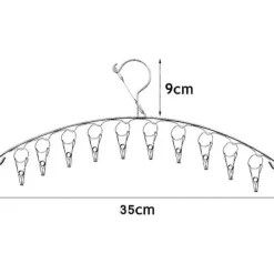 Tvättillbehör-4 st Rostfritt Stål Torkställning med Klämmor, Tvättlina Hängställning Vindtät Torkställning med 10 Klämmor för Underkläder