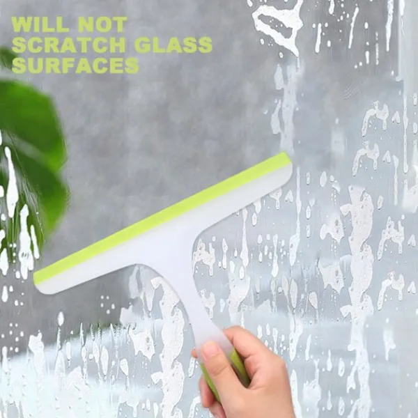 Fönsterrengöring-1 st Silikonfönsterskrapa, Duschskrapa, Badrumsskrapa, Multifunktionell Fönsterskrapa, för Spegel, Badrum, Fönster, Golv, 24 * 21cm