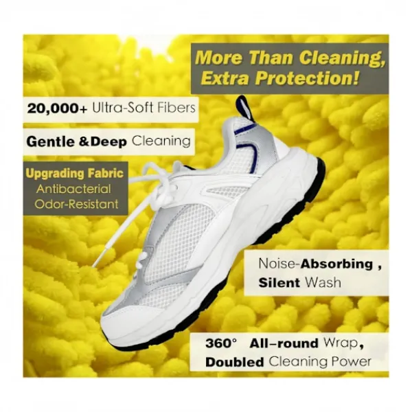 Tvättillbehör-2 st Skotvättmaskinpåse, tvättmaskin- och torktumlartvättväska för skor, återanvändbar skorengöringspåse för sneakers, mikrofiberinsida