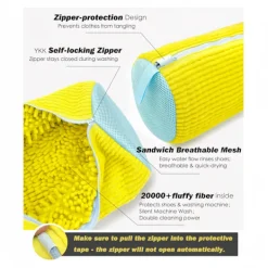 Tvättillbehör-2 st Skotvättmaskinpåse, tvättmaskin- och torktumlartvättväska för skor, återanvändbar skorengöringspåse för sneakers, mikrofiberinsida