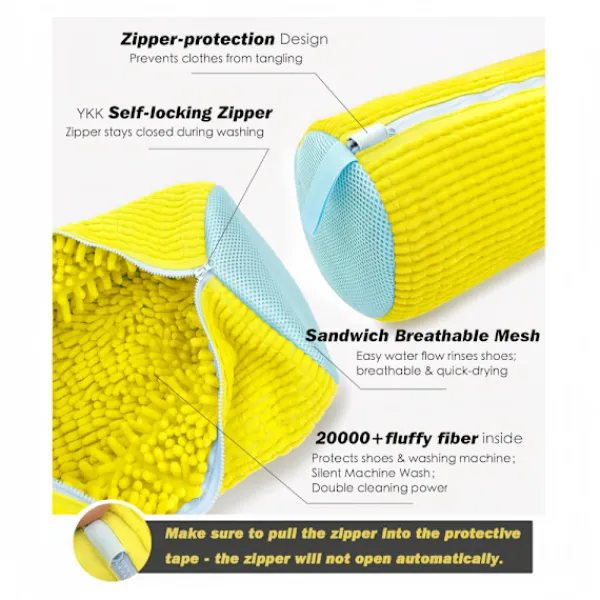 Tvättillbehör-2 st Skotvättmaskinpåse, tvättmaskin- och torktumlartvättväska för skor, återanvändbar skorengöringspåse för sneakers, mikrofiberinsida