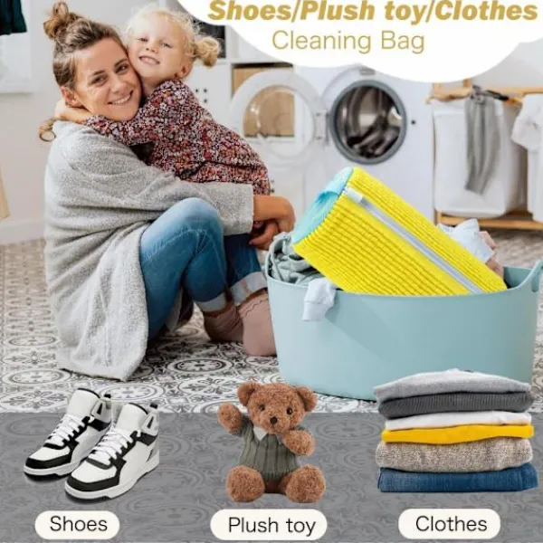 Tvättillbehör-2 st Skotvättmaskinpåse, tvättmaskin- och torktumlartvättväska för skor, återanvändbar skorengöringspåse för sneakers, mikrofiberinsida