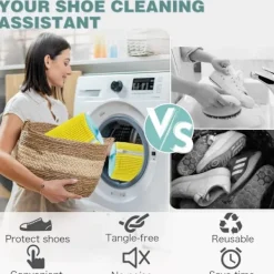 Tvättillbehör-2 st Skotvättmaskinpåse, tvättmaskin- och torktumlartvättväska för skor, återanvändbar skorengöringspåse för sneakers, mikrofiberinsida