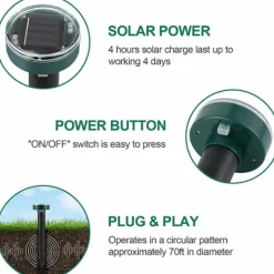 Skadedjur & Insekter-4 st Solcellsdrivna Mullvadsskrämmare, Ultraljudsskrämmare