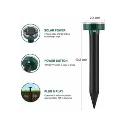 Skadedjur & Insekter-4 st Solcellsdrivna Mullvadsskrämmare, Ultraljudsskrämmare