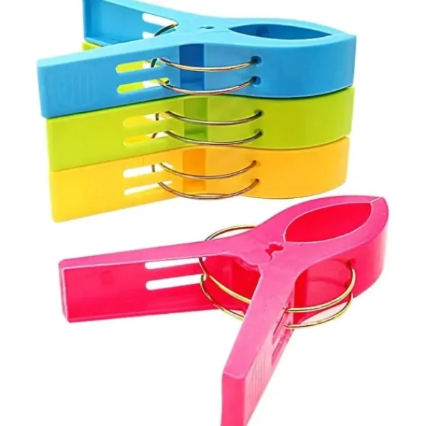 Tvättillbehör-12 st Stora klädnypor - Handduksklämmor - Strandhandduksklämmor flerfärgade