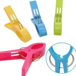 Tvättillbehör-12 st Stora Klädnypor - Handduksklämmor - Strandhandduksklämmor Flerfärgade