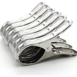 Tvättillbehör-6 st stora strandhandduksklämmor i rostfritt stål, stora klädnypor för strandstol, stora stift för handduk, Qu