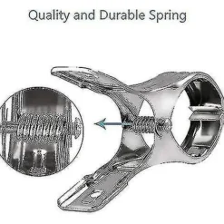 Tvättillbehör-6 st stora strandhandduksklämmor i rostfritt stål, stora klädnypor för strandstol, stora stift för handduk, Qu