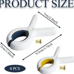 Tvättillbehör-8 st Strandhandduksklämmor, Handduksklämmor för Solstolar, Plast Handduksklämmor, Halkfria Handduksnålar, Klädnypor med Starkt Grepp