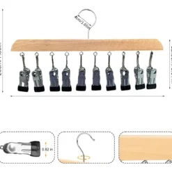 Tvättillbehör-2 st strumptorkar, klädställning i trä, vindtät klädställning med 10 klämmor för strumpor, underkläder, hattar, halsdukar, handdukar, innersulor