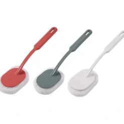 AIZHENCHEN Svampar & Dukar-3 st Svampborstar med Långt Handtag, Rengöringsborste med Svamp för Badrumsplattor och Toalett