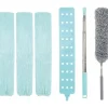 Fönsterrengöring-4 st teleskopiska dammborttagningsverktyg eller borste med 2 tygöverdrag i mikrofiber, handdammsugare, tvättbar, teleskopisk dammsamlare för hushållsbruk | Fyndiq