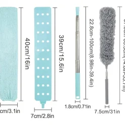 Fönsterrengöring-4 st teleskopiska dammborttagningsverktyg eller borste med 2 tygöverdrag i mikrofiber, handdammsugare, tvättbar, teleskopisk dammsamlare för hushållsbruk | Fyndiq