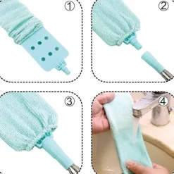 Fönsterrengöring-4 st teleskopiska dammborttagningsverktyg eller borste med 2 tygöverdrag i mikrofiber, handdammsugare, tvättbar, teleskopisk dammsamlare för hushållsbruk | Fyndiq