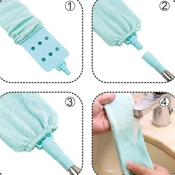 Fönsterrengöring-4 st teleskopiska dammborttagningsverktyg eller borste med 2 tygöverdrag i mikrofiber, handdammsugare, tvättbar, teleskopisk dammsamlare för hushållsbruk | Fyndiq