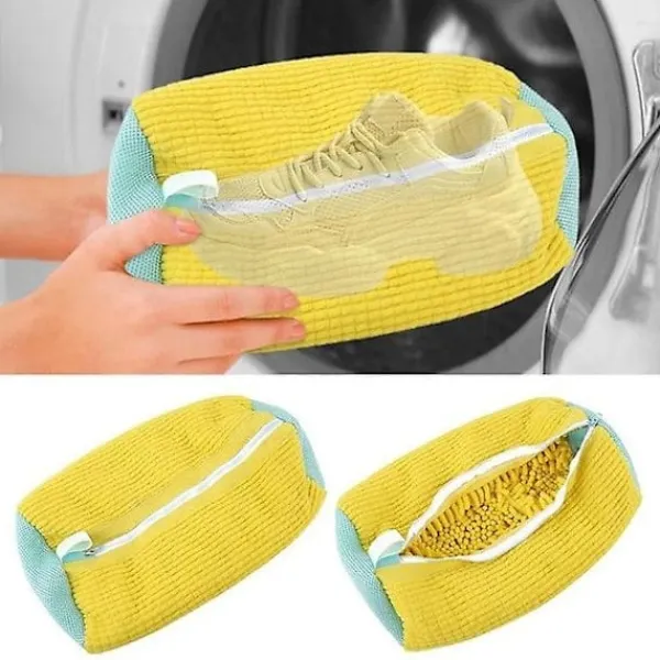 Tvättillbehör-1 st Tvättbar Skoväska i Bomull Tvättnät Fluffiga Fibrer Tar Enkelt Bort Smuts Tvättpåsar Anti-Deformations Skor Kläder Organizer_ry
