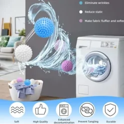 Tvättillbehör-6 st tvättbollar för tvättmaskin, torktumlare, återanvändbara, för rengöring av kläder hemma