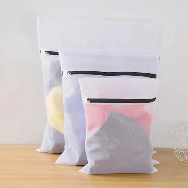 Tvättillbehör-2 st Tvättkassar för underkläder - 40 x 50 cm Vit