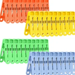 Tvättillbehör-120 st Tvättklämmor Klädnypor, Klädnypor för Torklina Starka, Starkt Grepp Tvättklämmor, Plastklämmor för Torklina (4 Färger)